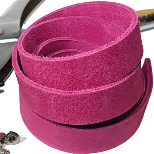 
                  
                    TOFL Genuine Top-Grain Leather Strap | 72 Inches Long | 7/8 Inch Wide | 1/8 Inch Thick (7-8 oz) | 1 Leather Strip for DIY Arts & Craft Projects, Clothing, Jewelry, Wrapping | Pink
                  
                