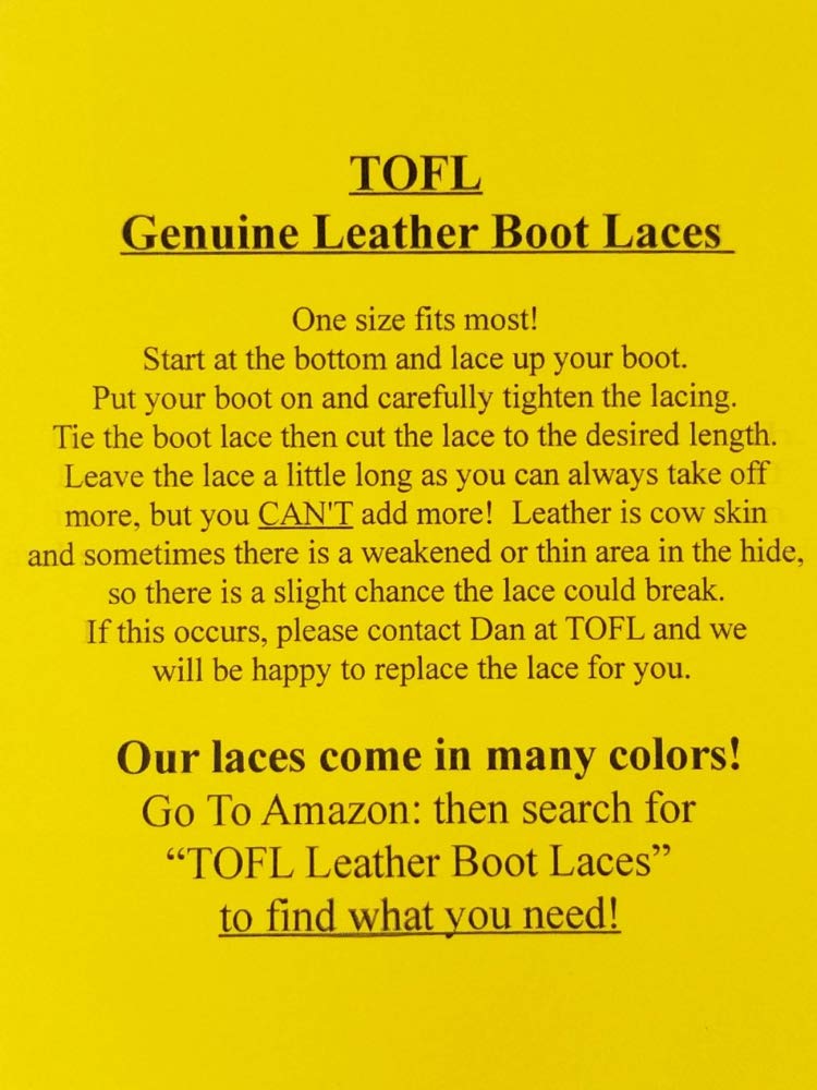 
                  
                    TOFL Leather Boot Laces|1/8 Inch Thick 72 Inches Long|2 Leather Strips [1 Pair]|Black
                  
                