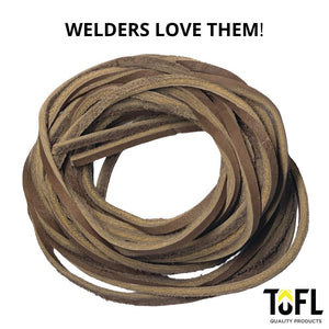 
                  
                    TOFL Logger Style Leather Boot Laces | 108 inch Long | 2 Leather Strips [1 Pair] | Medium Brown
                  
                