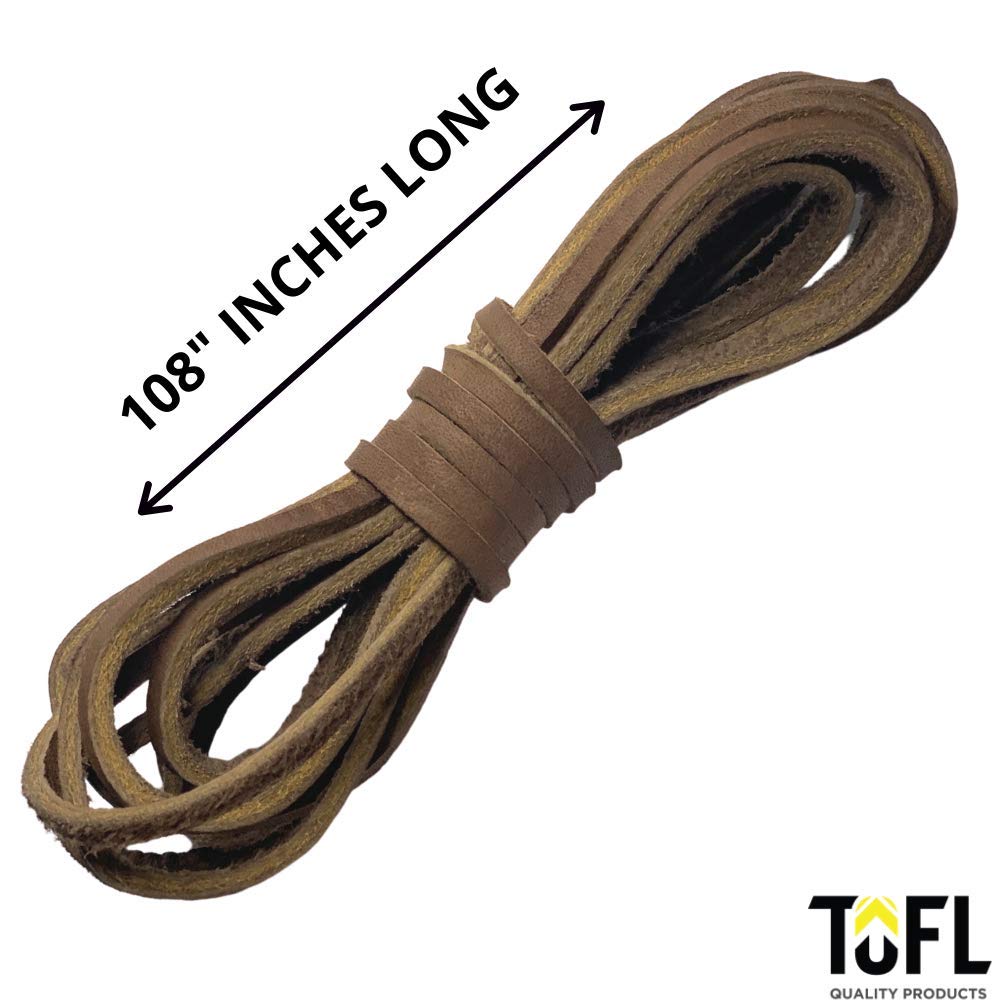 
                  
                    TOFL Logger Style Leather Boot Laces | 108 inch Long | 2 Leather Strips [1 Pair] | Medium Brown
                  
                