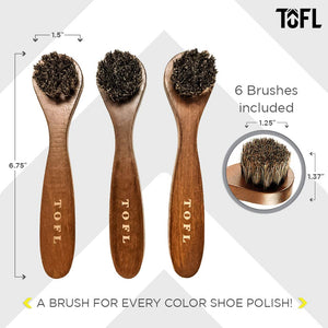 
                  
                    TOFL Horsehair Shoe & Boot Polish Brush Applicator. Set of 6 3 Light 3 Dark
                  
                