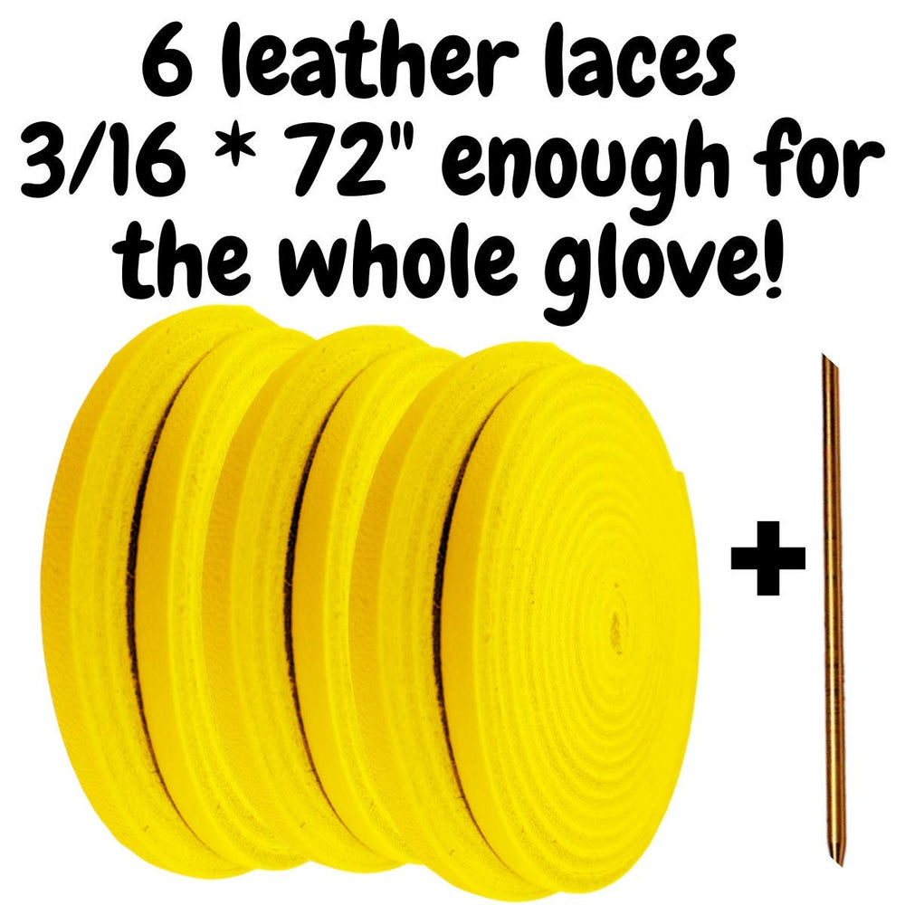 
                  
                    TOFL Softball and Baseball Glove Lace Kit | Mitt Lace Glove Repair Lacing Kit | 6 Leather Laces with Lacing Needle for Catchers Glove | Yellow
                  
                