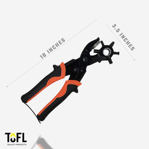 
                  
                    TOFL Rotary Leather Hole Punch - Heavy Duty Hole Puncher for Belts, Straps, Dog Collars, Shoes, Crafting - Non-Slip Rubber Handles, Safety Lock - Punching Tool with 6-Hole Head, 3 Spare Punch Plates
                  
                