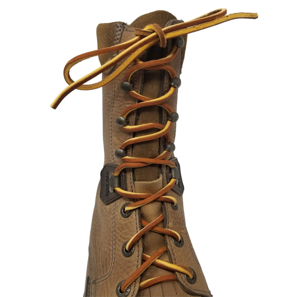 
                  
                    TOFL Logger Style Leather Boot Laces | 54 inches Long | 3 Leather Strips [1 Pair and 1 Spare] | Tan
                  
                