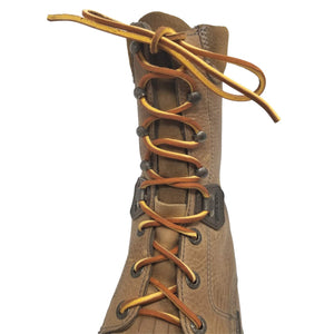 
                  
                    TOFL Logger Style Leather Boot Laces | 54 inches Long | 3 Leather Strips [1 Pair and 1 Spare] | Tan
                  
                